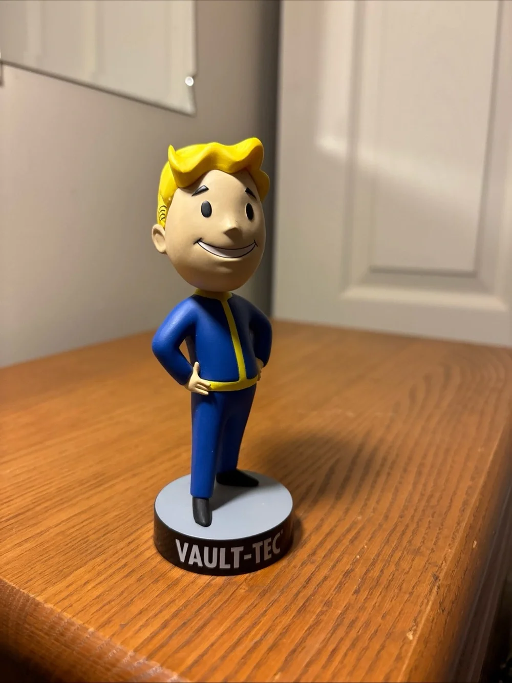 Vault-Tec Vault Boy Bobblehead - Blue & Yellow Collectible
